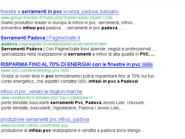 rappresentazione dei risultati di ricerca di Google